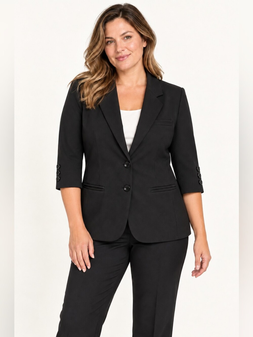 Cartonnier Anthropologie Blazer Women 12 Black 3/4 Sleeve Preppy Business Casual